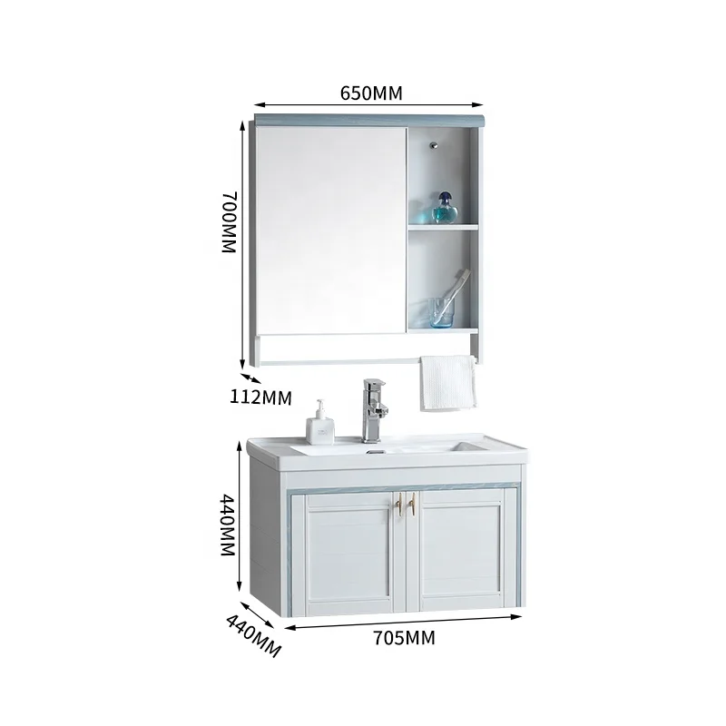 Small Traditional Design Bathroom Unit Rectangle Bathroom Cabinet With Wash Basin And Mirror
