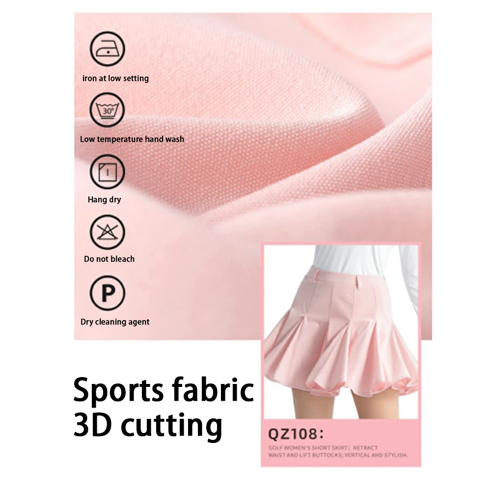 PGM Golf Women's Summer Pleated Short Skirt A-line Lotus Leaf Skirt Sports Women's Half length Slimming Golf Tennis Wear
