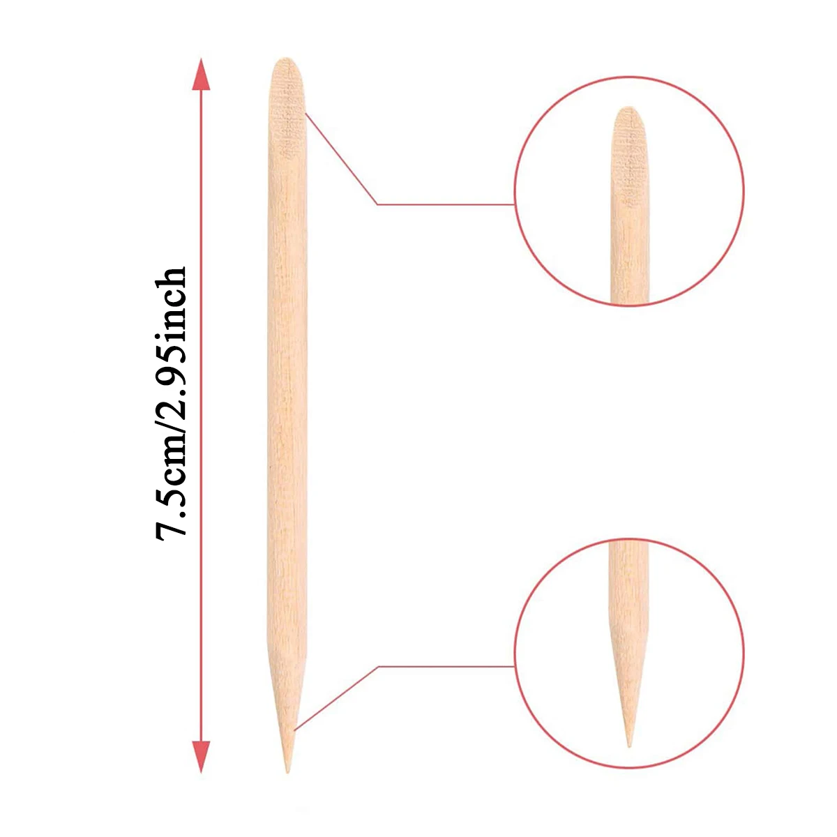 10/20/50/100/200 Pcs 75mm Wooden Sticks Nail Art Design Orange Wooden Stick Cuticle Pusher Remover Pedicure Manicure 3