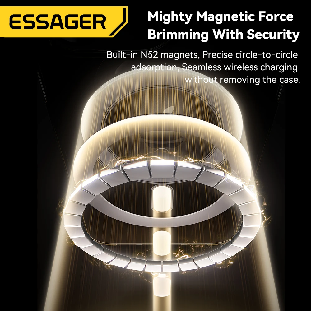 Essager Magnetic Clear Protective Case with Wireless Charging Support