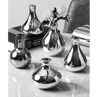 Silver Vase Ornaments Desktop Ceramic Solid Color Table Ornaments Living Room Flower Arrangement Dried Flowers Home Decorations 1