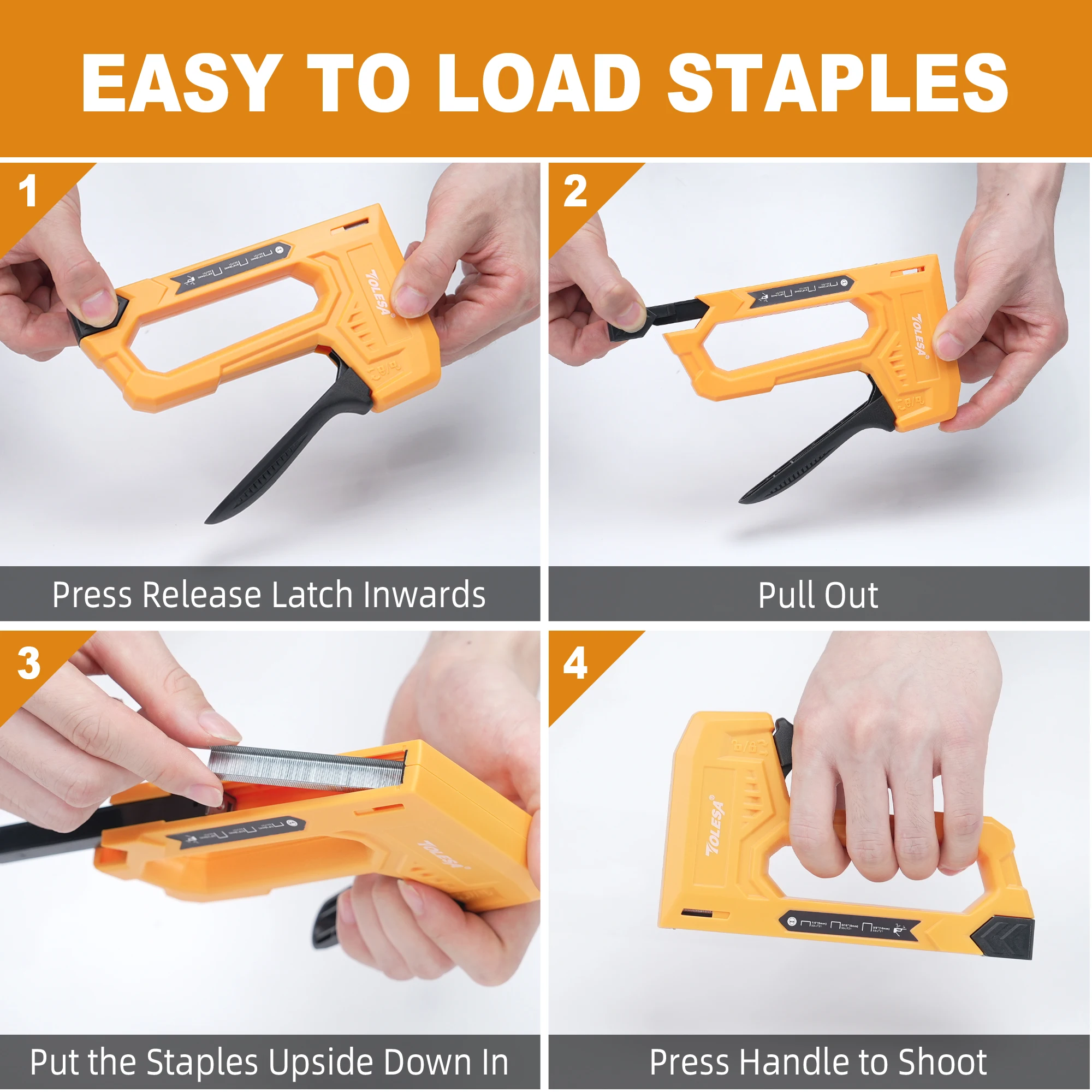 TOLESA Light Duty Staple Gun for Wood - Upholstery Nail Gun with 1600pcs Staples 1/4, 5/16, 3/8 Inch and Staple Remover 4