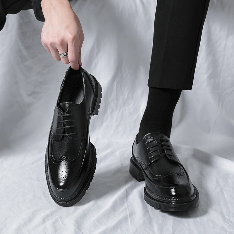 Men Leather Shoes Italian Brand Business Dress Casual Shoes Size 38-46