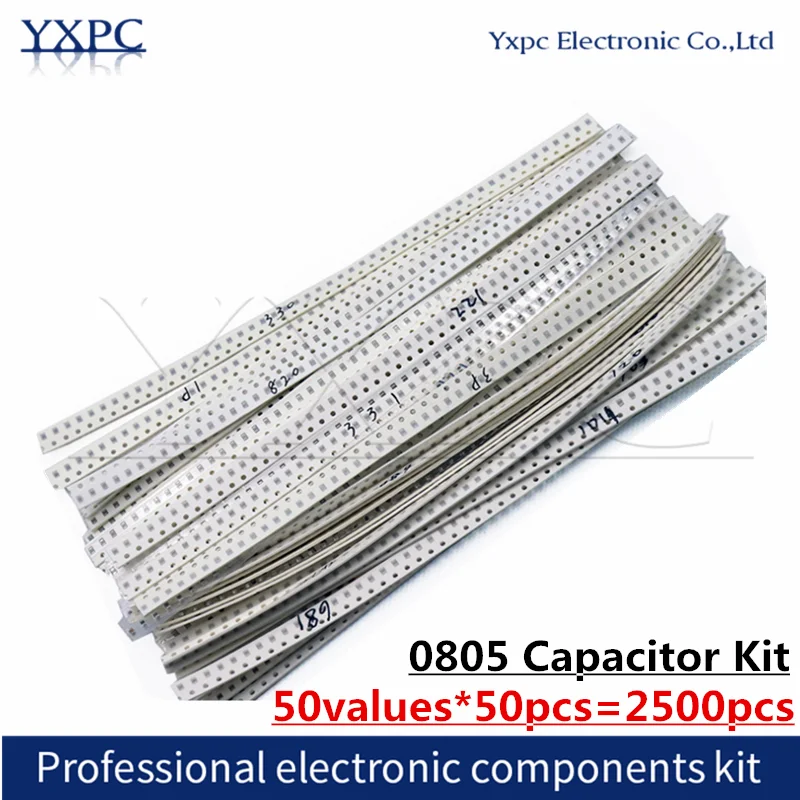 

50values*50pcs=2500pcs 0805 SMD Ceramic Capacitor Assorted Kit 1pF~10uF Chip Ceramic Capacitor Samples ki 103 104 105 106 100pf