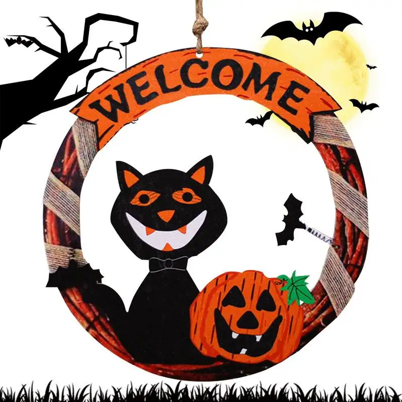 

Wooden Halloween Tree Ornaments Pumpkin And Black Cat Shaped Wooden Halloween Decorations Decorative Signs Welcome Door Sign