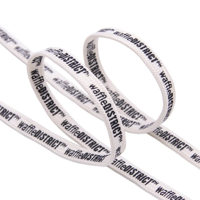 1 Pair White-Black Double Sides English Letter Print Shoelace Polyester Flat Shoe Laces Clothing Sport Bootlaces For Sneakers