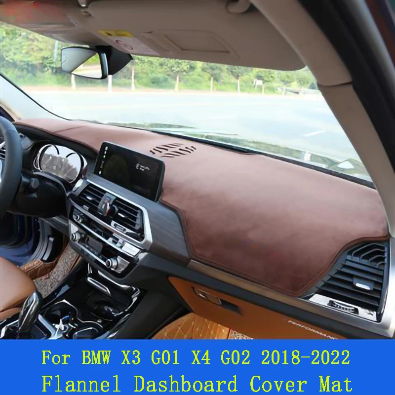 

Flannel Dashboard Cover Protective Pad Artificial Interior Sunshade Carpet For BMW X3 X4 G01 G02 2018-2022 Accessories