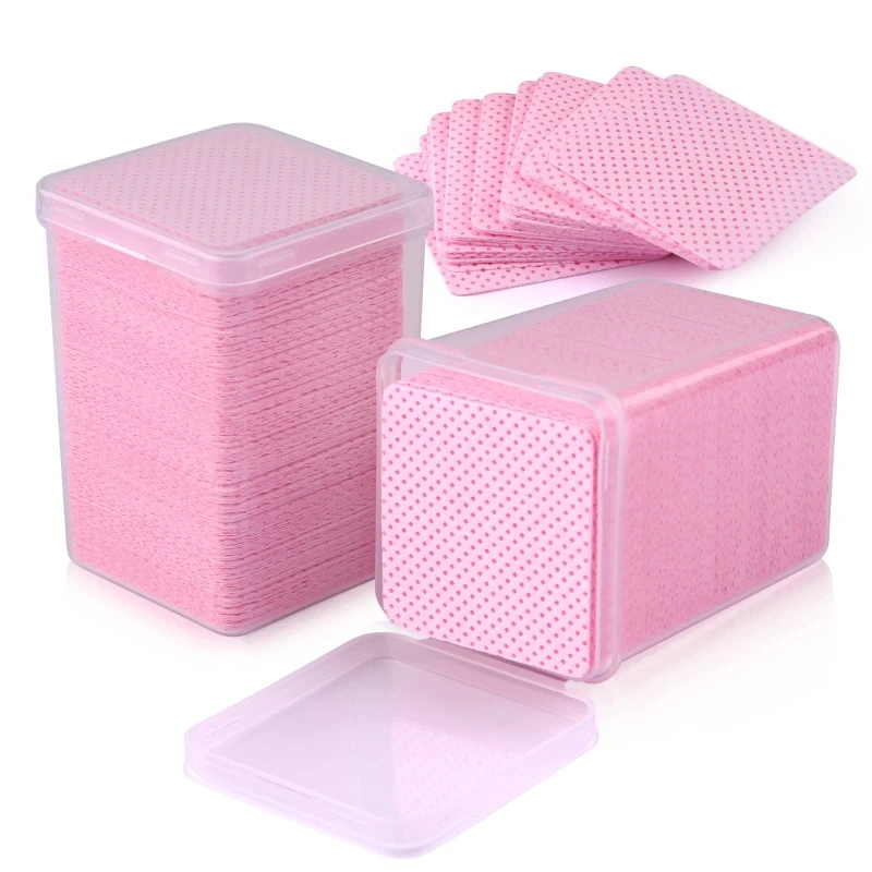 200 Cotton Pads Lint-Free Pads Cosmetic Cleaning Non-Woven Wipes Nail Cleaning Wipes Pads Nail Polish Remover Pads