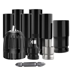 Kit de tournevis à clé électrique 10 pièces, Kit de tête à douille hexagonale pour perceuse à clé à percussion 6 manches + 2 adaptateurs + 1 mandrin de perceuse + 1 tête de lot 