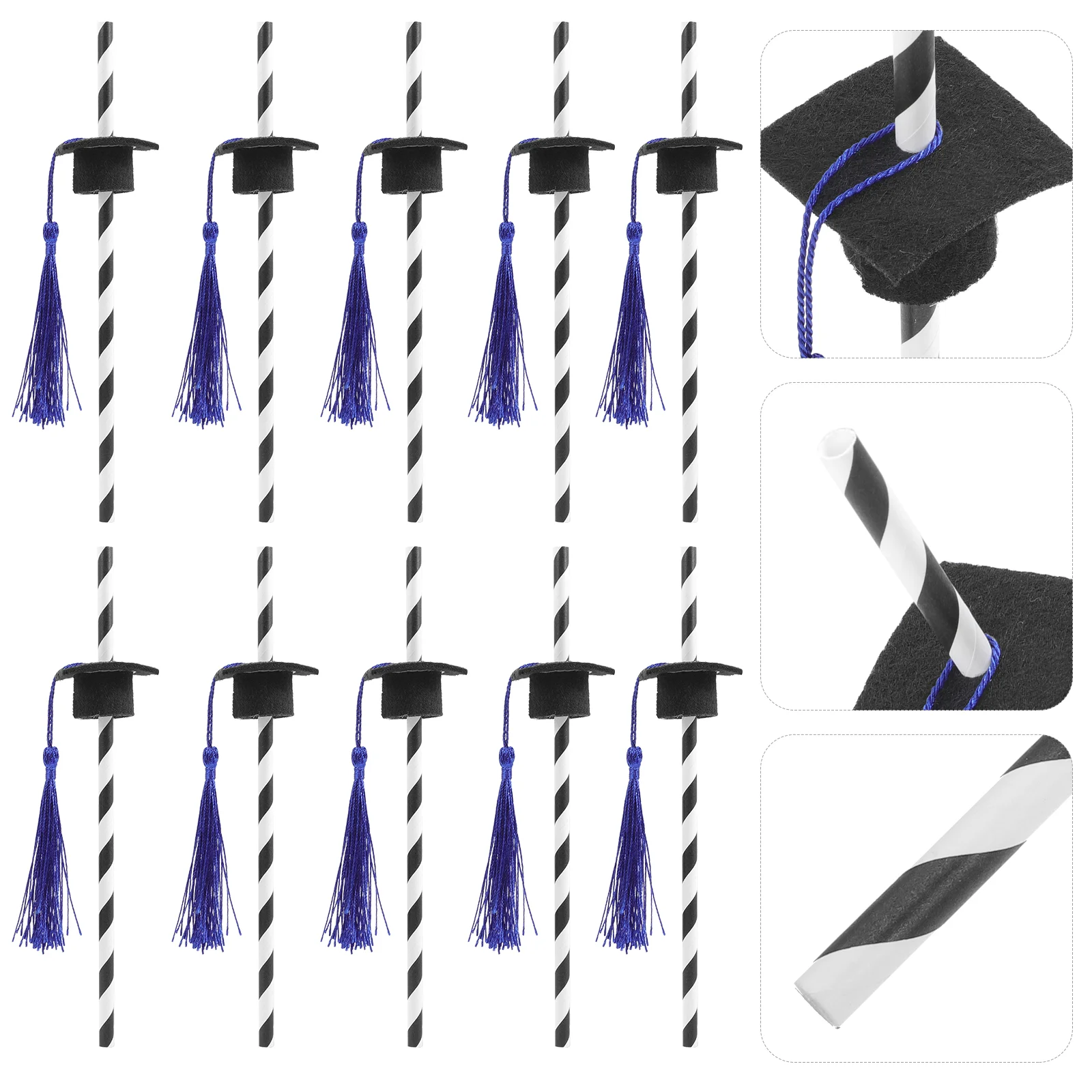 Paper Drinking Straws Graduation Cap Cocktail for Drinks Red Heart Confetti Party