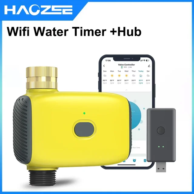 Haozee Tuya Smart Sprinkler Timer Bluetooth Drip Irrigation System with Brass Inlet Compatible with Alexa Google Home 1