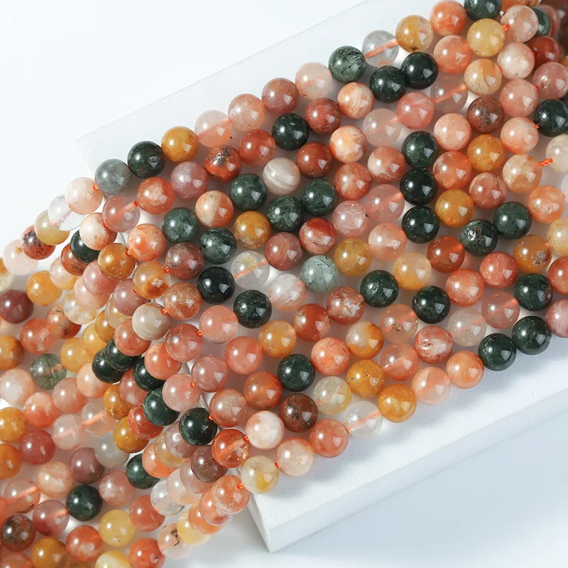 Mixed color Rutilated Quartz Stone Round for Jewelry Making 6-10mm Spacer Beads Diy Bracelet Necklace Accessories Wholesale