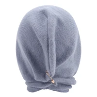 Women Winter Scarf One Piece Hat Imitation Cashmere Cotton Knitted Pullover Wool Hat Outdoor Neck Warm Balaclava Mask Ski Bonnet 2