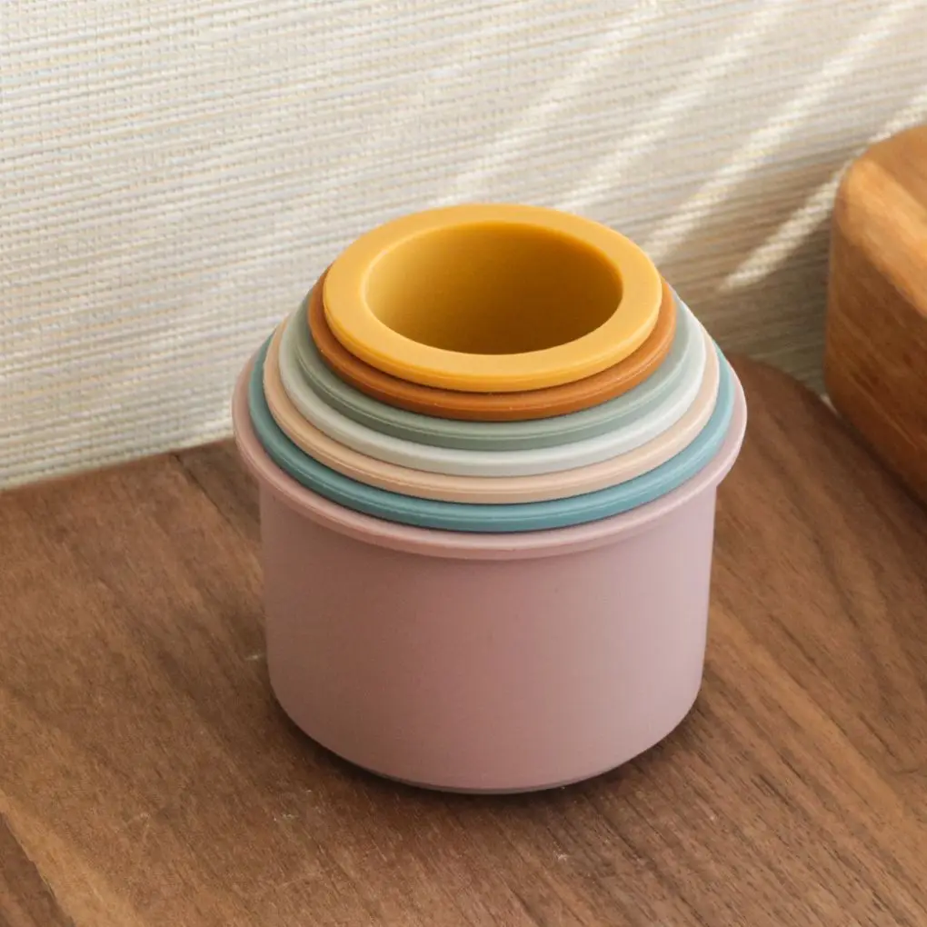 7Pcs Baby Stacking Cups Toy Silicone Education Building Blocks Toys Stacking Cup Montessori Toys Educational Hourglass