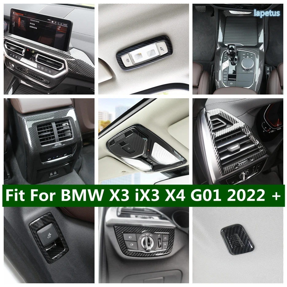 

Car Console Gearbox Panel AC Outlet Vent Cover Seat Adjustable Button Trim Carbon Fiber For BMW X3 iX3 X4 G01 2022 2023 Interior