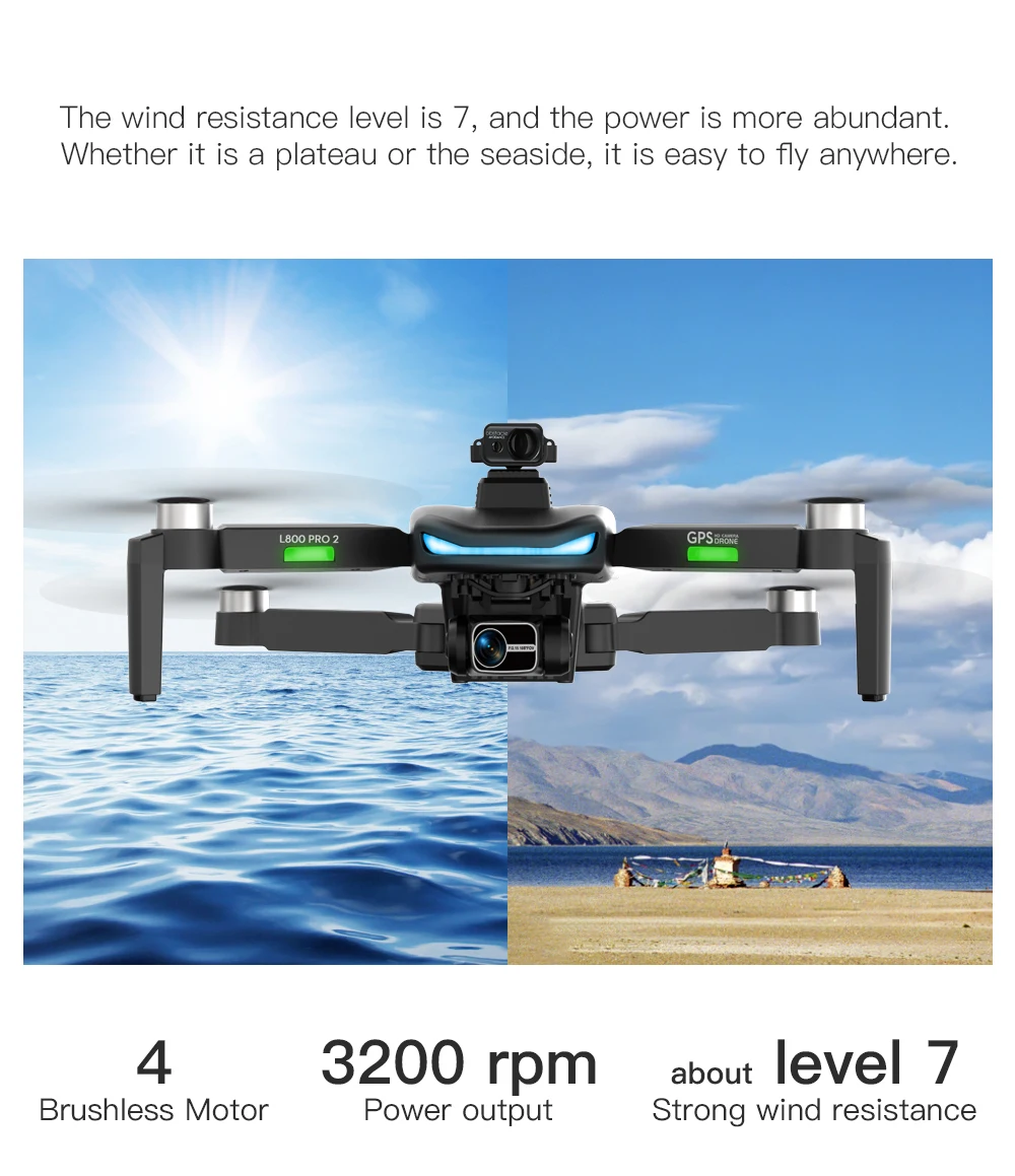 L800 Pro2 GPS Drone 8K Professional Obstacle Avoidance Dron HD Dual Camera 3-Axis Gimbal Brushless RC Quadcopter Drones Toys model helicopter