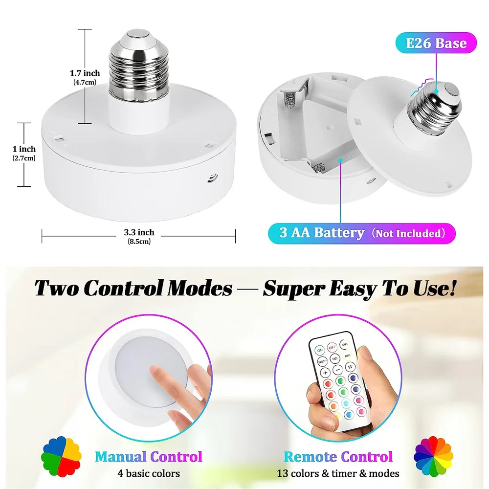 E26/E27 Base 85MM Led Puck Light RGBW & Remote Controller &Touch Sensor Indoor Holiday Decoration for Bedroom,Foyer
