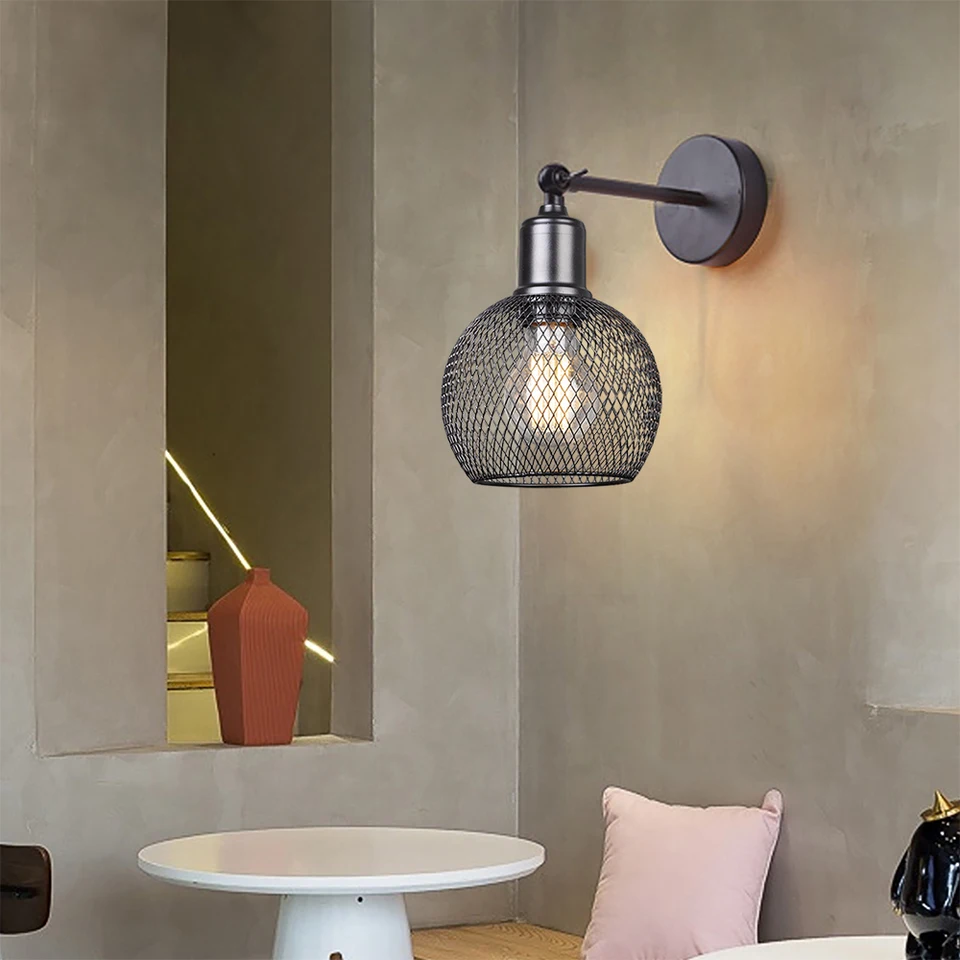 Applique Murale De Style Nordique, E27 Applique Pour Chevet Escalier Intérieur Chambre, Le Noir