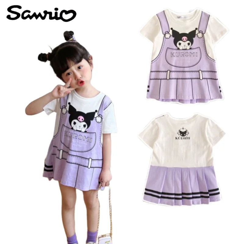 

Kuromi anime peripheral kawaii cute cartoon children's dress short-sleeved princess dress creative children's clothing wholesale