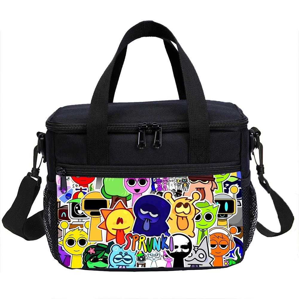 Lunch Bag Game Sprunki Capacity hand-held shoulder strap insulated bag student thickened waterproof lunch picnic