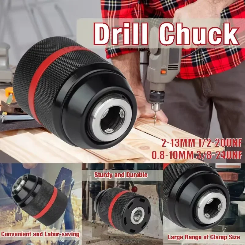 10mm 13mm Threaded Keyless Metal Drill Chuck Set Quick Grip Adapter Hex SDS Square Shanks Impact Screwdriver Tap Wrench Chucks