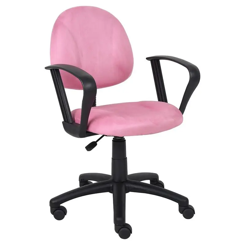 Pink Microfiber Deluxe Posture Chair with Comfortable Loop Arms