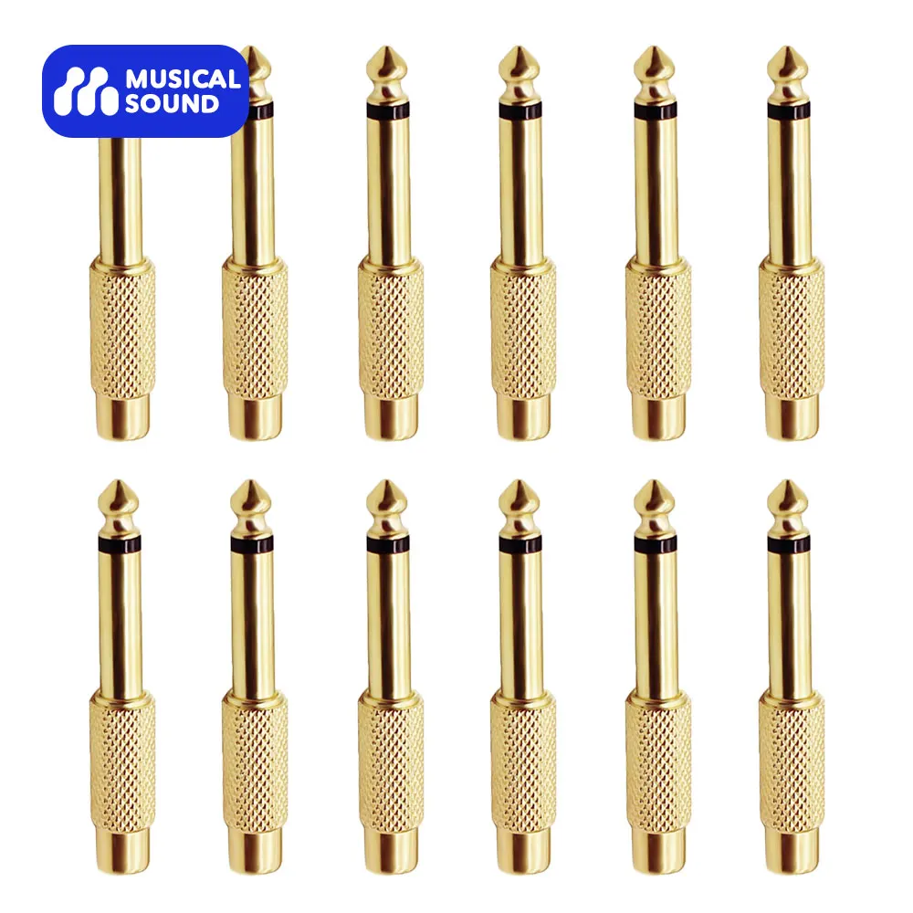 Suono Musicale 12 Pz/Lotto 6.35Mm Ts Mono Plug Maschio A Connettori Rca Femmina Spina Ts Maschio Connettori Stereo Da 1/4 Pollici A Rca Femmina