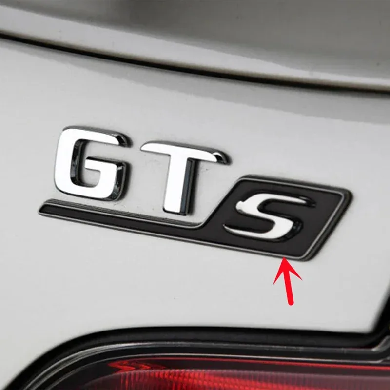 3D ABS 자동차 리어 트렁크 S R 레터 엠블럼 배지 스티커 (GTR GTS C63S E63S GLC63S GLE63S 자동차 스타일링 액세서리)