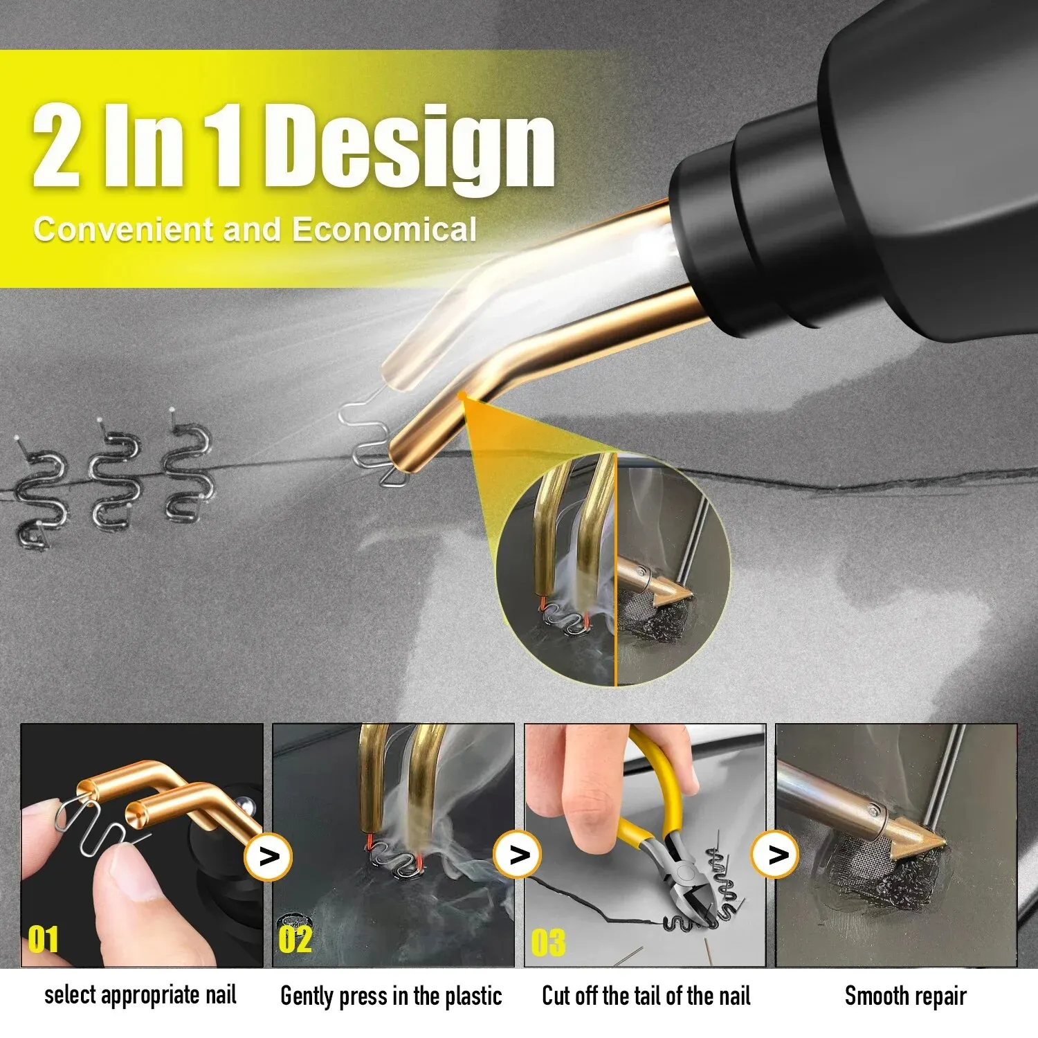 Heat Gun Plastic Welder & Bumper Repair Kit
