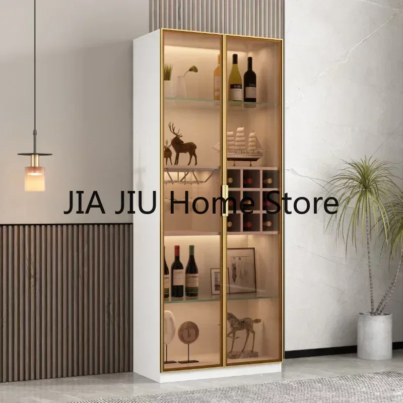 Wooden Display Wine Cabinets Liquor Luxury Wall Storage Wine Cabinets Modern Glass Botellero Vino European Furniture QF50JG