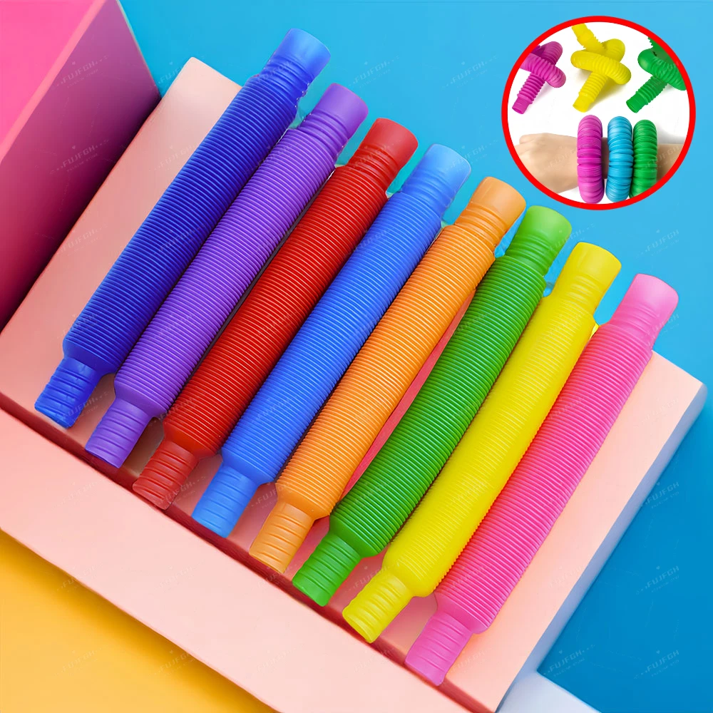 레인보우 팝 튜브 피젯 장난감, 스트레스 불안 해소를 위한 감각 장난감, 어린이 성인 학습 장난감, Brinquedos 선물, 팩당 8 개 