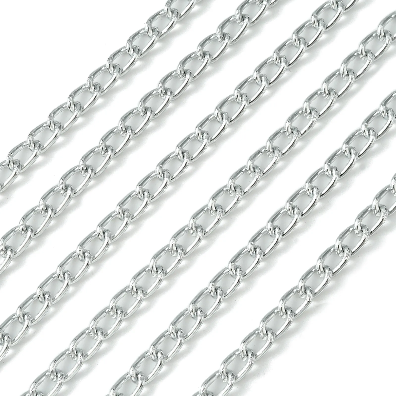 Panda hall 32,81 Fuß silberfarbene Aluminium-Bordstein ketten verdrehte Glieder ketten mit Spule für Schmuck herstellung – Detail 8