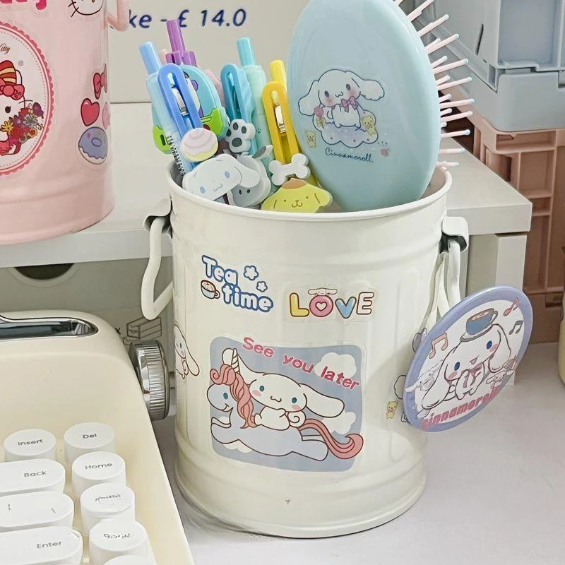 Kawaii Sanrio Pen Holder Large Capacity Cosmetics Organizer Desktop Storage Bucket Ballpoint Pen Storage Bucket School Supplies