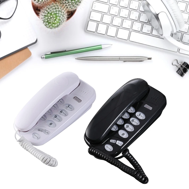 Wired Phone Phone Handset Multifunctional Wall Phone Desktop Telephone with Re-Dial Functions