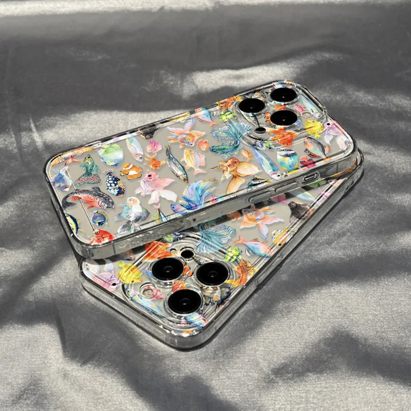 Vibrant Marine Life Transparent Phone Case Cover