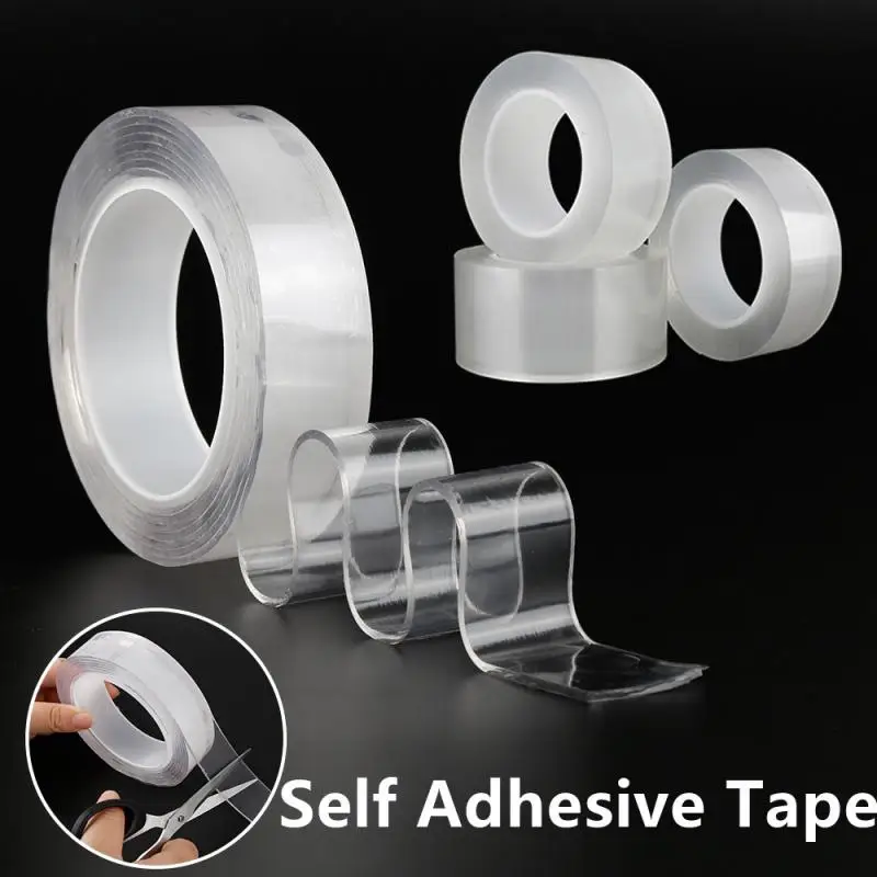 1/2/3/5m Nano Tape Double-Sided Self Adhesive Tape Traceless Waterproof Tapes For Bathroom Kitchen Sink Tap Gel Sticker Sealers