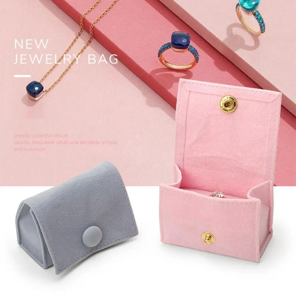 

Elegant Jewelry Box Luxury Velvet Portable Snap Button Ear Studs Earrings Finger Ring Organizer Bag Holder Container Case
