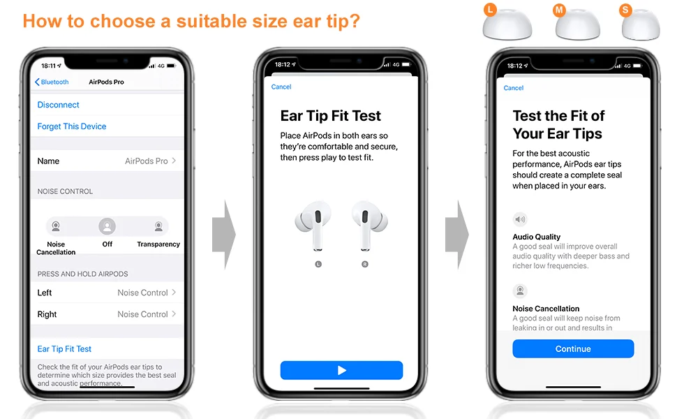 New Bee 6 Paar Silikonspitzen für Airpods Pro Ear 3 Größen S/M/L Spitzen Ersatz-Ohrhörer mit Staubgeflecht mit Box – Detail 1