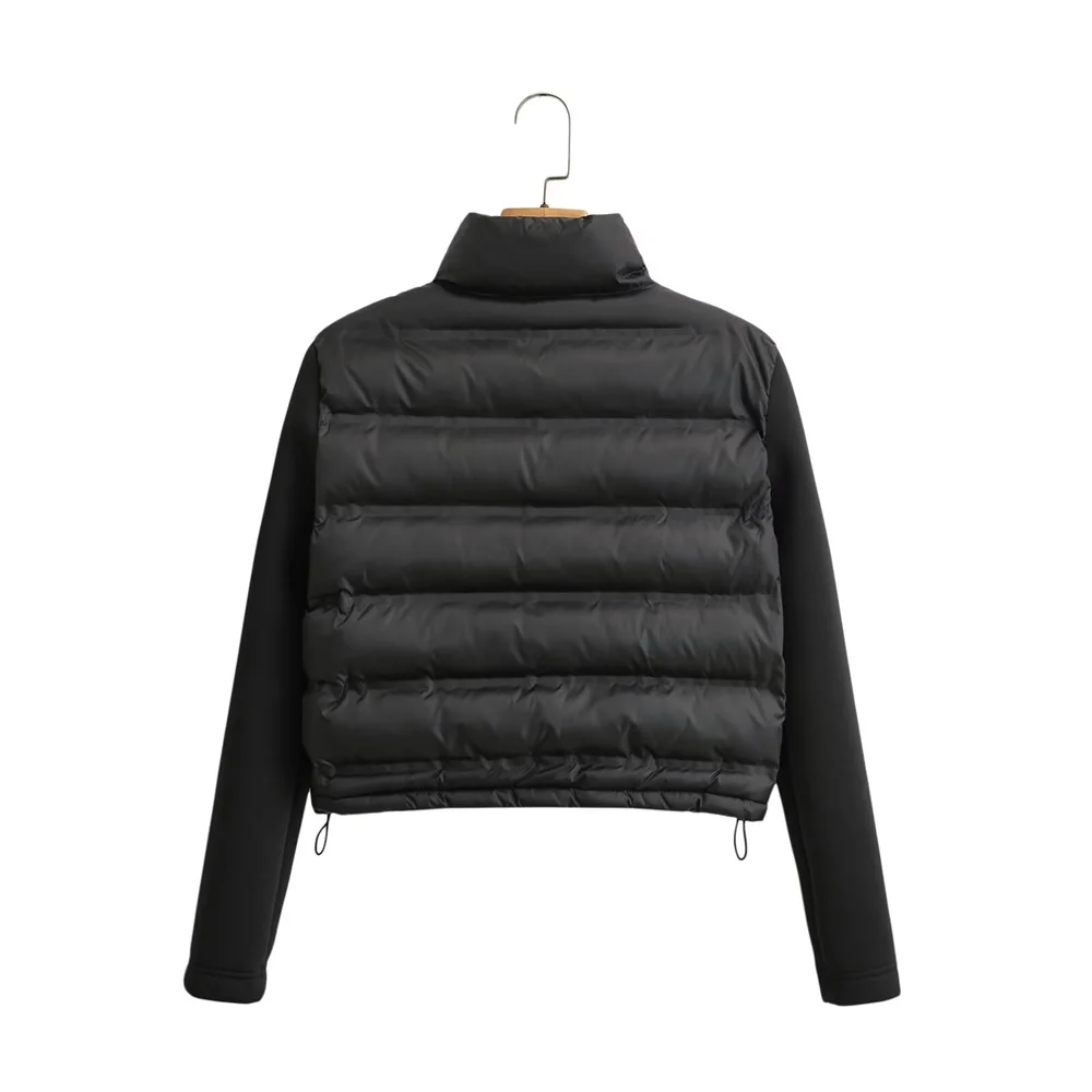2024 autumn and winter new women's clothing European and American style fashionable versatile splicing short cotton jacket 2