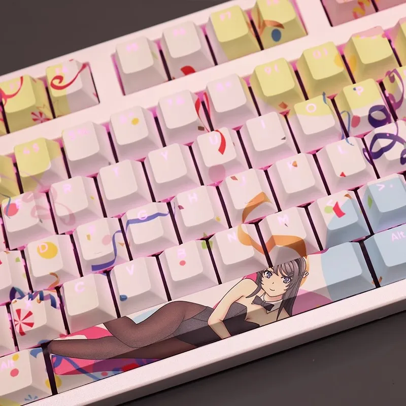 Sakurajima Mai Anime Keycap Pbt Sublimação de Corante Backlit Desenhos Animados Gaming Key Caps para Ansi 61 87 104 108 Chaves Set - Imagem 5