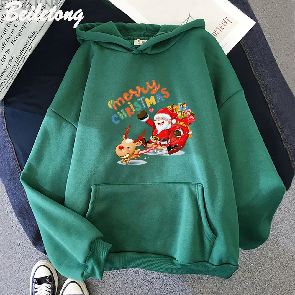 

Vintage Pink Santa Claus Tri-blend Hoddie Women Clothing Cartoon Graphic Sweatshirt for Girls Harajuku Kawaii Y2k Sweatshirts