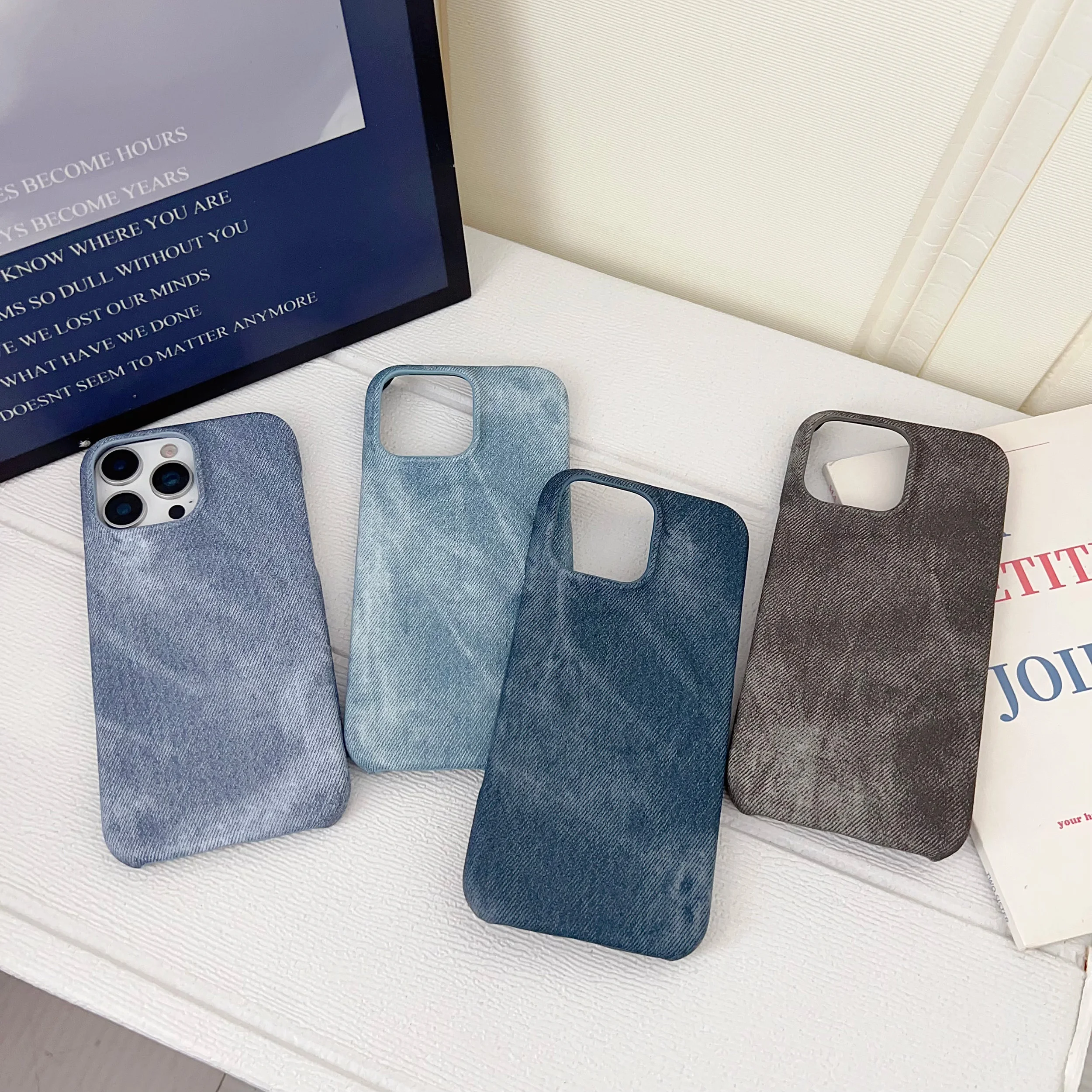 Denim Texture Magnetic Phone Case For iPhone 16 Pro Max 15 Pro Max 14 Pro 13 12 MagSafe Compatible Ultra-Thin Slim Shockproof