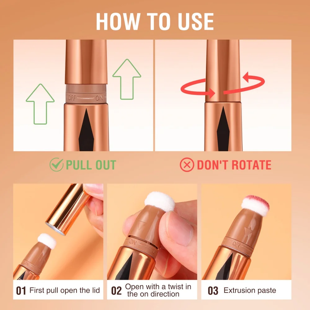 Blush Stick Contouring Stick Liquid Blush Facial Blusher Waterproof Contour Blusher Beauty Wand Highlighter Blush With Cushion Liquid Face Bronzer Wand Stick Applicator Makeup Cosmetics