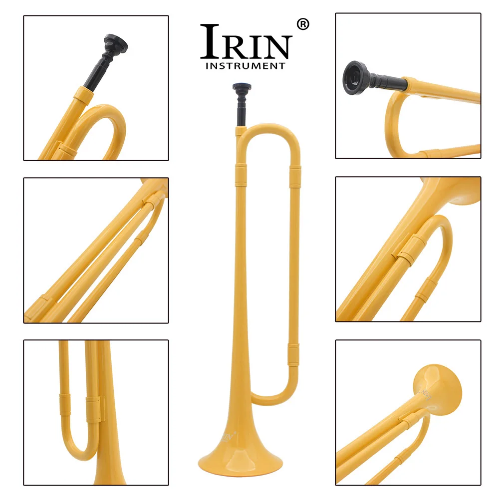 B Flat Bugle Trumpet School Band Cavalry Plastic Horn With Mouthpiece Brass Musical Instrument For Kid Beginner Present