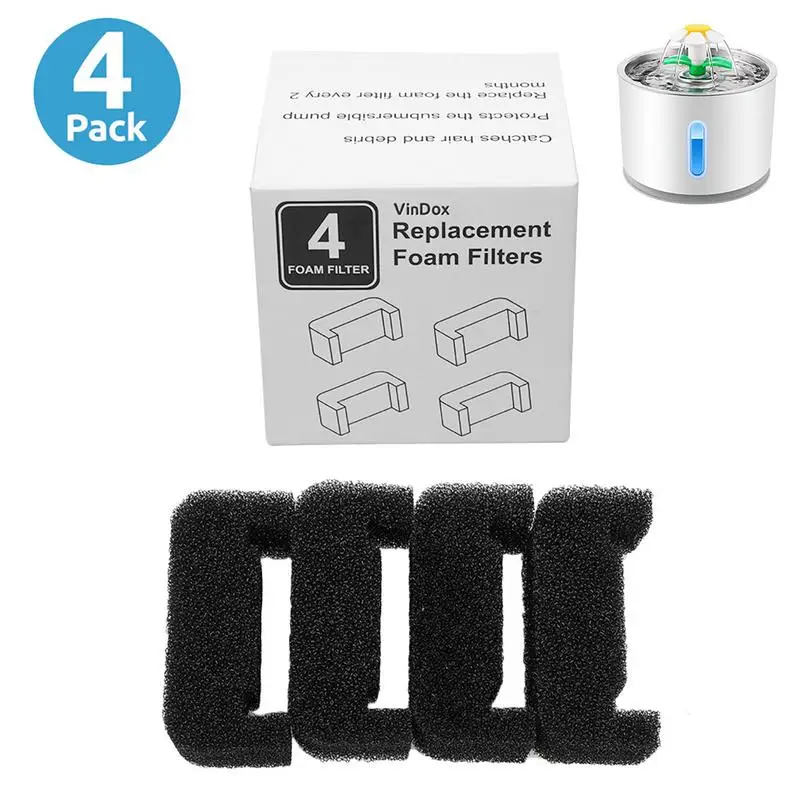 4 Pack Activated Carbon Pet Water Fountain Filters