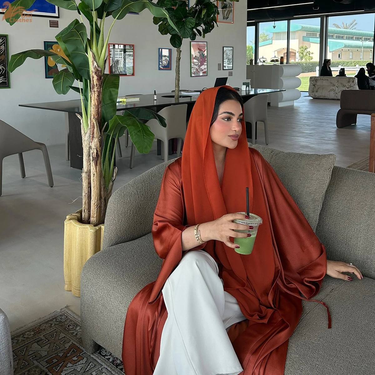 Zahraa Ramadan Dubai Solid Open Abaya Loose Sleeve Muslim Cardigan Moroccan Caftan Woman 6