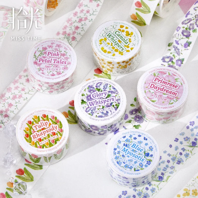 1pc 꽃잎 접착성 와시 테이프 세트 스크랩북킹 다이어리 마스킹 테이프 카와이 문구류
