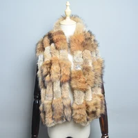 Ladies Real Rex Rabbit Fur Scarf Knit Fashion Winter Knitted Genuine Fox Fur Scarves Women 2025 Female Luxury New Fashion Scarfs 2