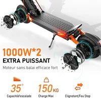 Trottinette électrique pour adultes JOYOR S10-S-Z, 2000W, double moteur, batterie 60V18AH, pneus pneumatiques de 10 pouces, freins hydrauliques, trottinette électrique 2