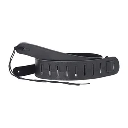 Multicolor Genuine Leather Adjustable Guitar Strap (Black)